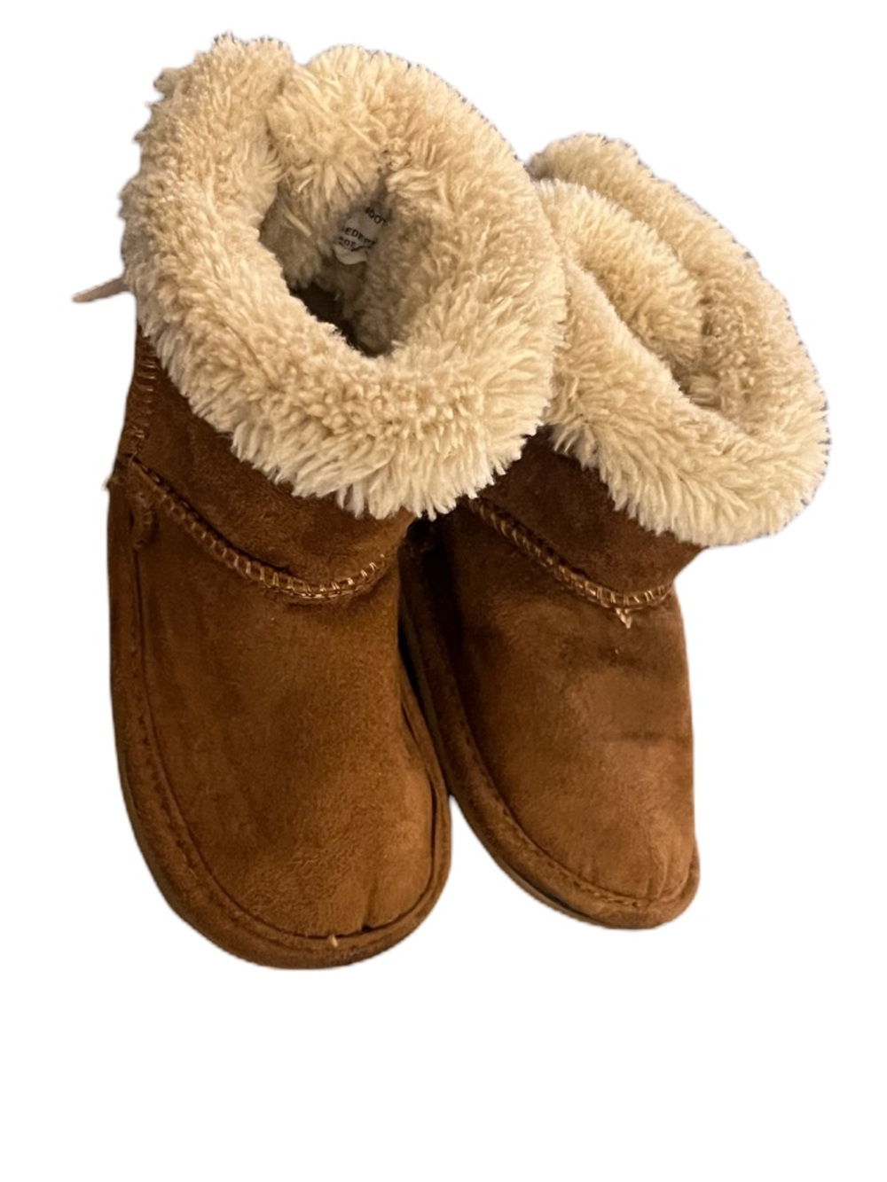 Hot Cakes Kids Brown Suede Boots with Cream Fur Cuff
